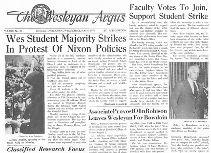 Vote to strike as reported in the Wed, May 6, 1970, issue of the Argus 
